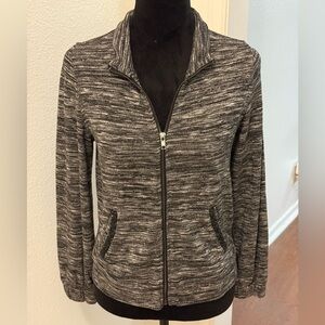 Juicy Couture Black & Grey Marbled Mock Turtleneck Jacket